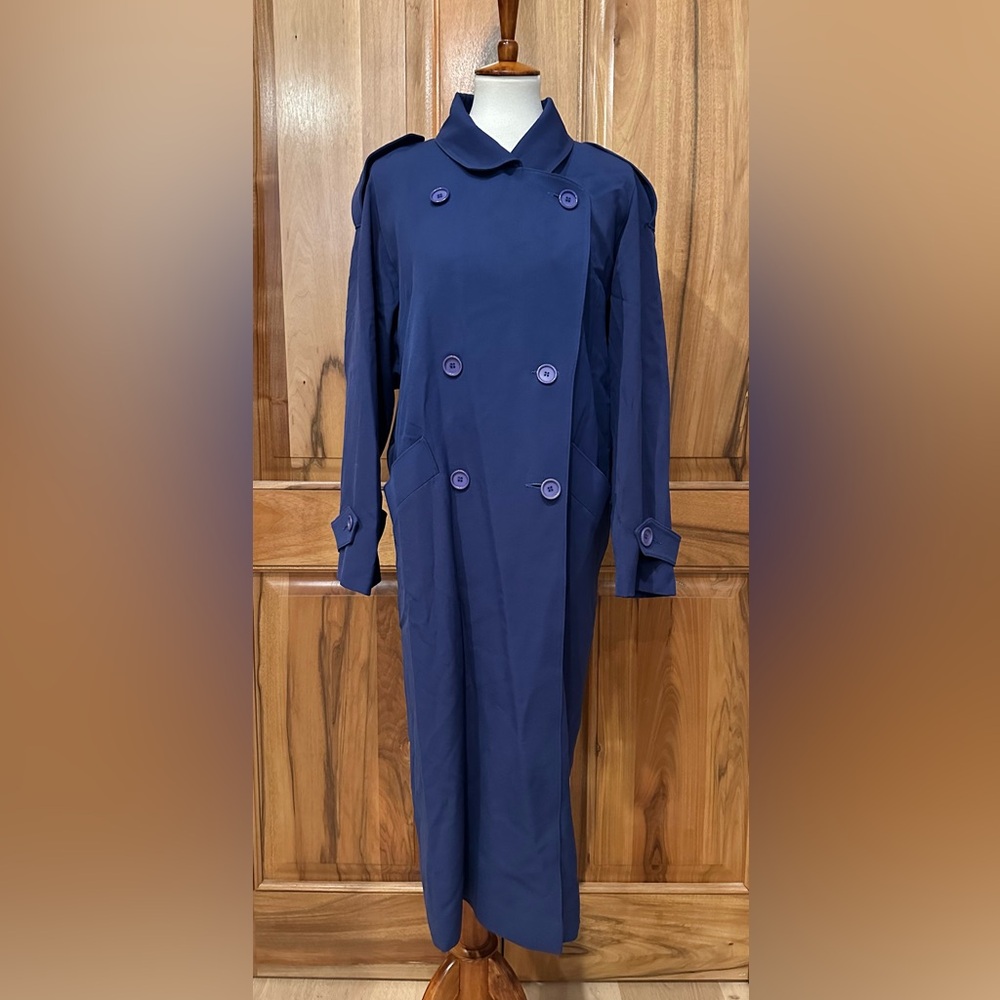 VTG Pinpoint Fashions 100% Pure Wool Trench Coat USA Union-Made VGUC Est L